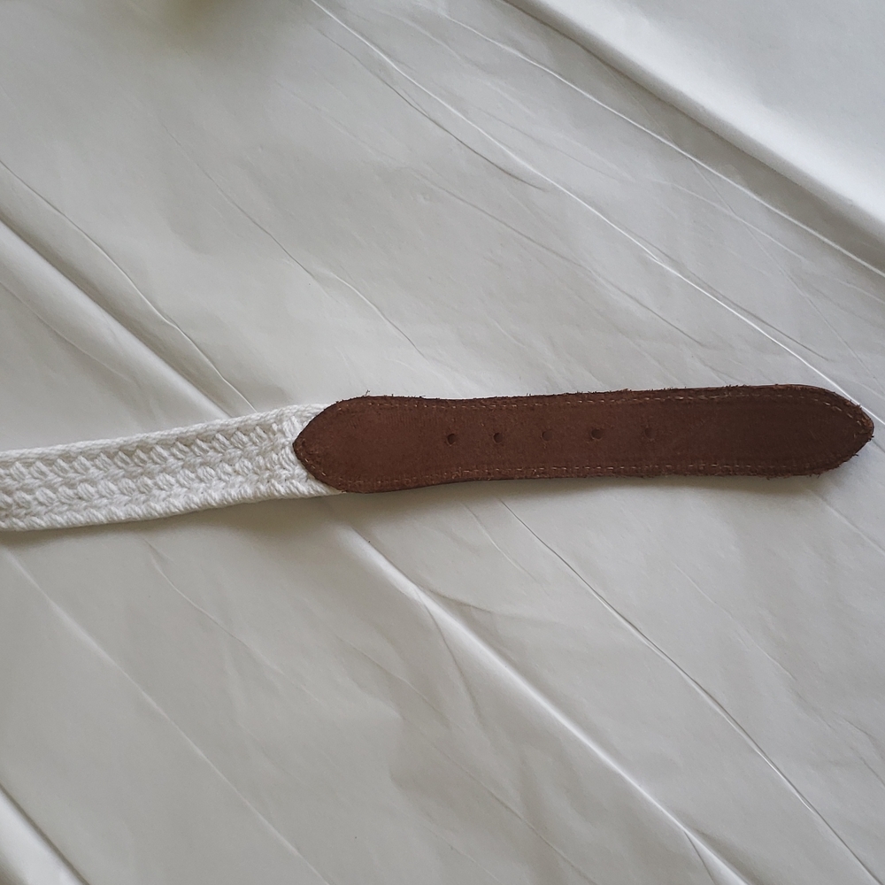 Eddie Bauer NEW Woven/Leather Trim BELT White NWOT White Brown Women's M - Picture 5 of 10